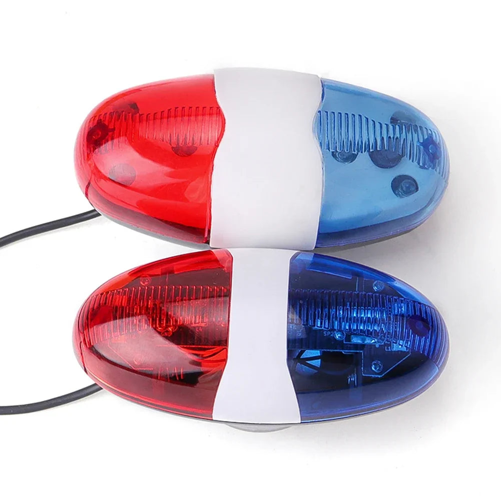 6-LED 4-Tone Electric Bike Horn and LED Warning Light, 120dB Handlebar Siren for Bicycle, Scooter, Kids