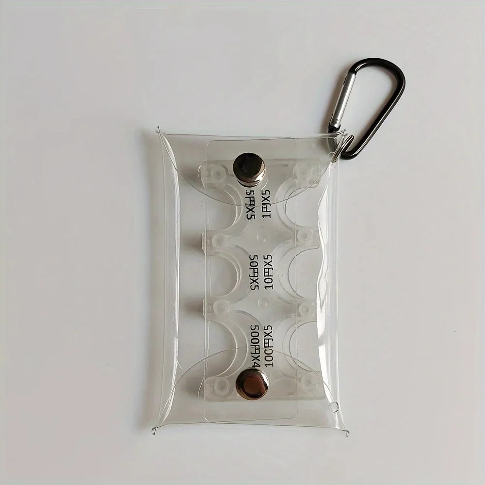Portable Transparent Coin Clip Organizer Wallet – Small PVC Travel Coin & Card Holder