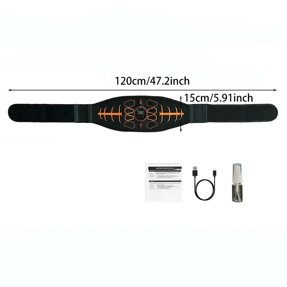 Rechargeable EMS Abdominal Toning Belt – Smart Muscle Stimulator & Slimming Massager, 10 Modes 30 Intensity Levels, Adjustable Fit