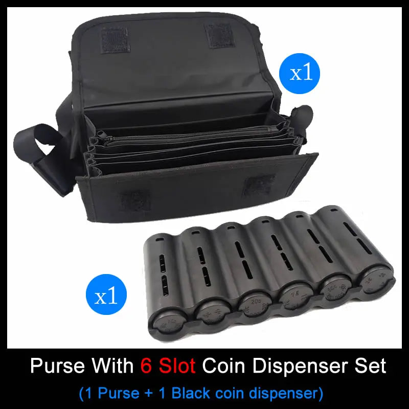 6-Slot Euro Coin Dispenser Waist Wallet – Waiter & Driver Cash Coin Holder with Zipper Pocket