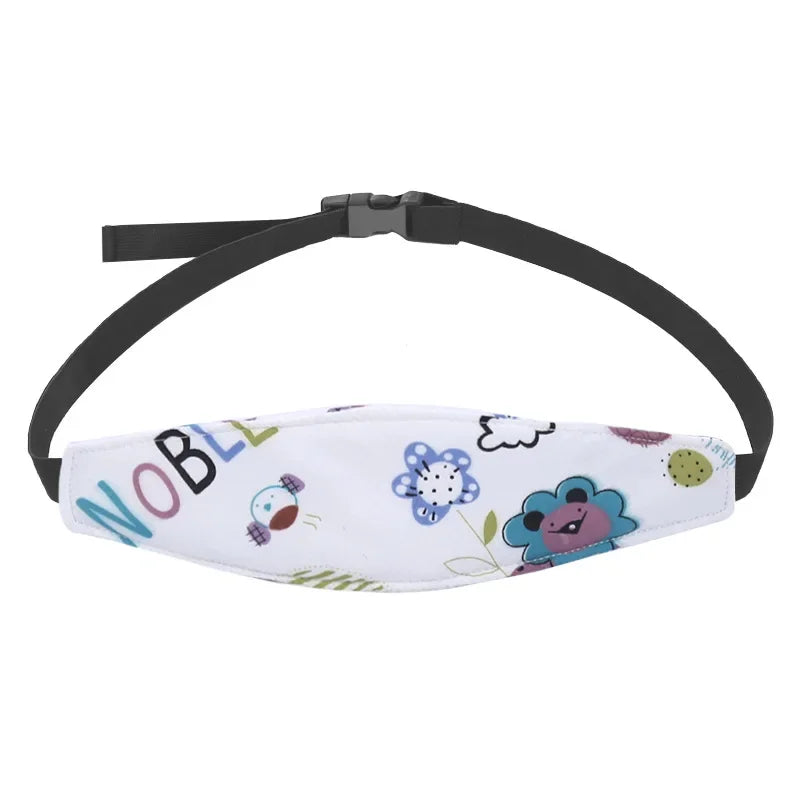 Infant Head Support Pillow for Car Seat & Stroller — Adjustable Belt Fastening Sleep Positioner, Unisex Cartoon Design