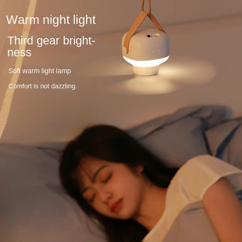 Mini Portable Rechargeable USB Ceiling Fan with LED Light & Remote for Camping & Home