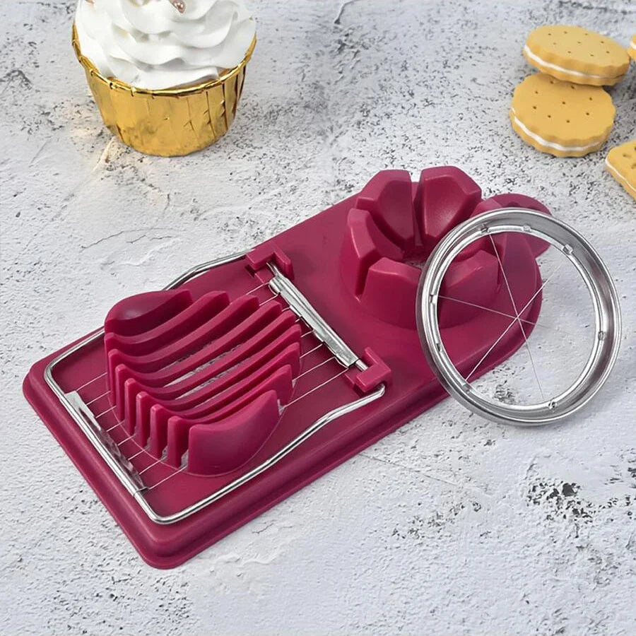 2-in-1 Egg Slicer and Cutter with PP Base, Stainless Steel Wire — Hanging, Easy-Clean Kitchen Tool
