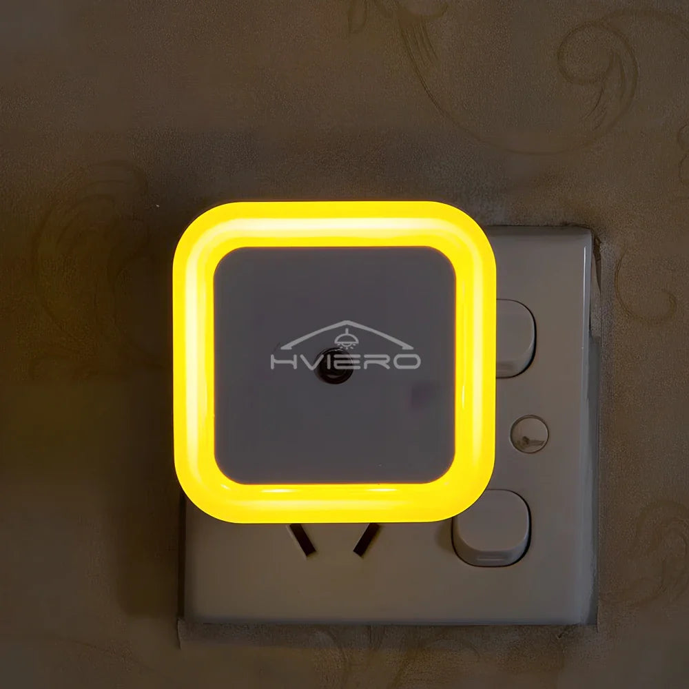 Mini Square LED Plug-In Night Light with Sensor – Soft Glow Night Lamp for Baby Room, Bedroom & Hallway (EU/US Plug)