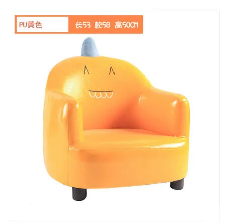 Kids Cartoon Sofa Chair — Children's Toddler Armchair & Learning Stool, Wooden Frame with High-Elastic Foam (22 x 21 x 19.7 in | 56 x 54 x 50 cm)