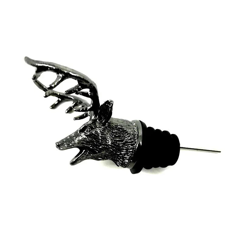 Zinc Alloy Animal Head Wine Pourer - Decorative Bottle Pour Spout & Stopper (Deer, Elk, Lion, Leopard, Wolf, Eagle, Dragon)