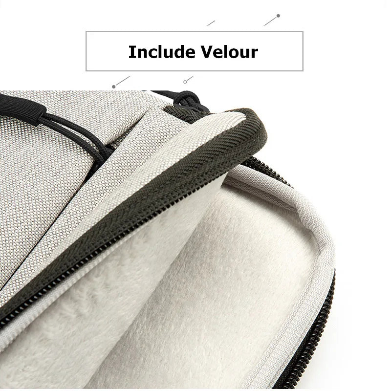 Waterproof Nylon Laptop Sleeve 11/12/13/14/15/15.6/16 Inch - Velvet Lined Notebook Case with Double Zipper & Multi Pockets