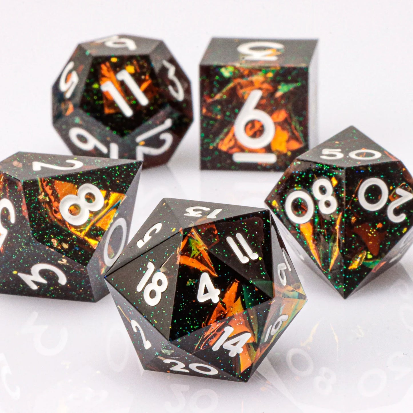 Handmade Resin 7-Piece D20 Polyhedral Dice Set for Dungeons & Dragons & Tabletop RPGs