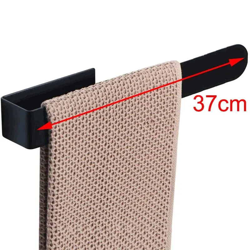 Self-Adhesive No-Drill Stainless Steel Towel Bar – Single Rod Wall Rack (9.1 in / 23 cm, 14.6 in / 37 cm)
