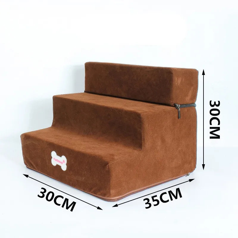 3-Step Pet Stairs for Small Dogs and Cats - Removable Washable Non-Slip Ramp Ladder