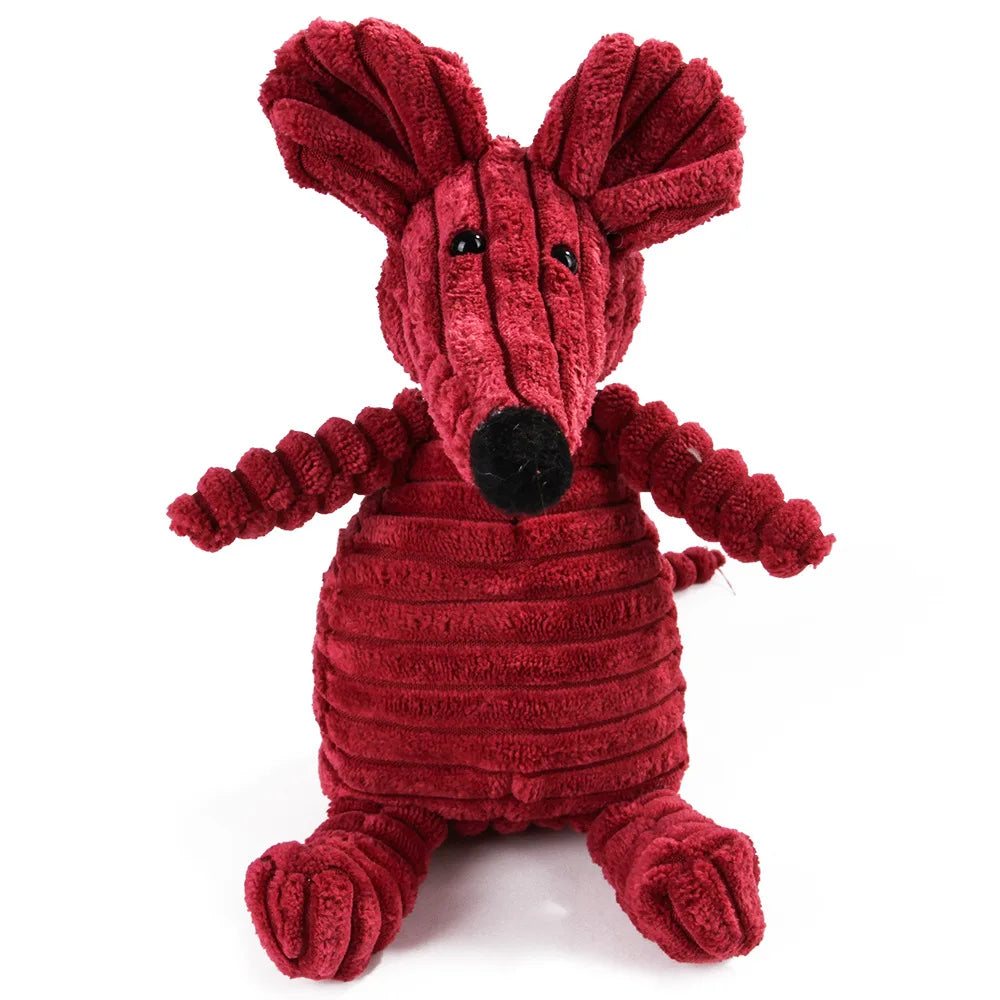 Dog Chew Toy Corduroy Plush Squeaky Molar Tooth Cleaner Training Toy for Large Dogs Monkey and Pig Designs