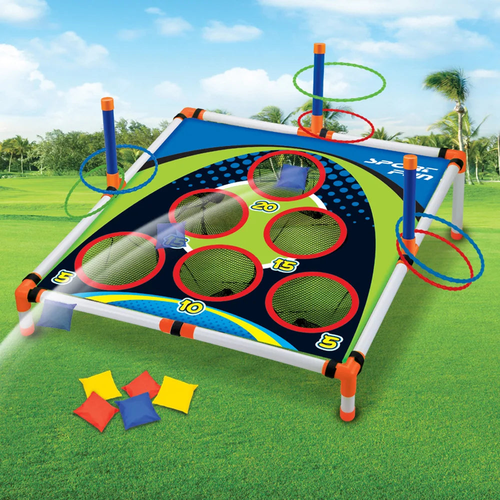 Portable Cornhole Toss Board Set – Easy Assemble Outdoor Yard Game for Kids & Adults 27.9 x 27.9 x 18.3 in (71 x 71 x 46.5 cm)