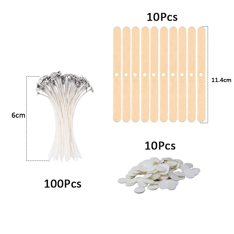 120-Pack Waxed Cotton Candle Wicks with Metal Stands, Smokeless Wicks for DIY Soy, Gel & Paraffin Candle Making