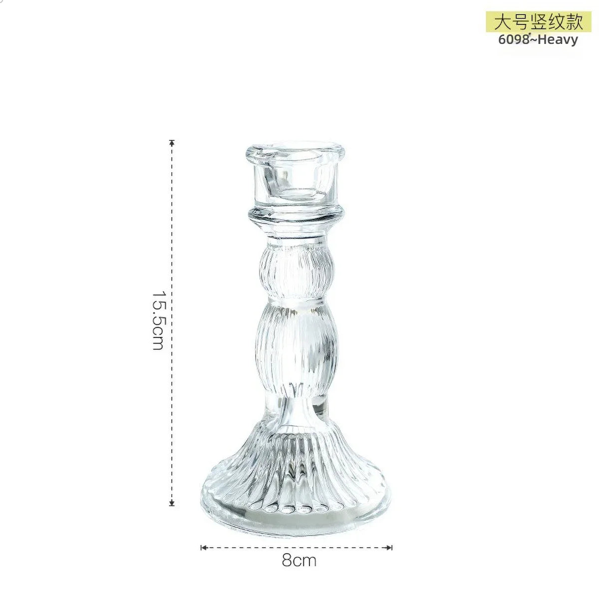 Clear Glass Pillar Candle Holder Table Candlestick for Dining Room Decor