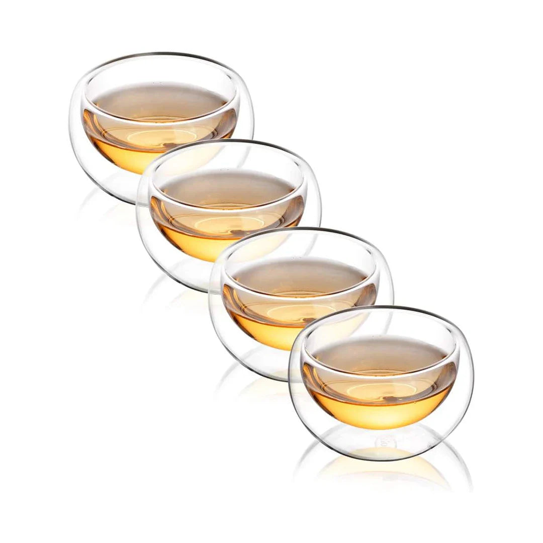 50ml (1.7 fl oz) Double-Walled Borosilicate Glass Espresso Cups - Set of 4 or 6, Clear Insulated Teacups