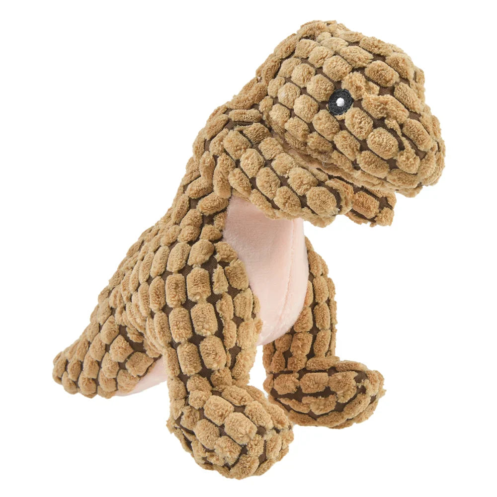Plush Dinosaur Chew Toy for Dogs & Cats - Interactive Fleece Plush for Small Dogs