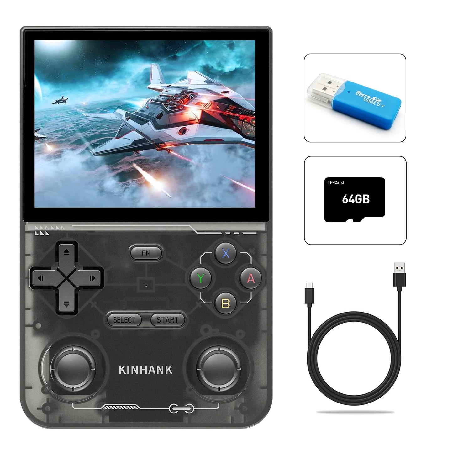 Retro Handheld Game Console 3.5-Inch (8.9 cm) IPS 500-nit Screen 16,000+ Games PS1 PSP N64 DC SS Emulators