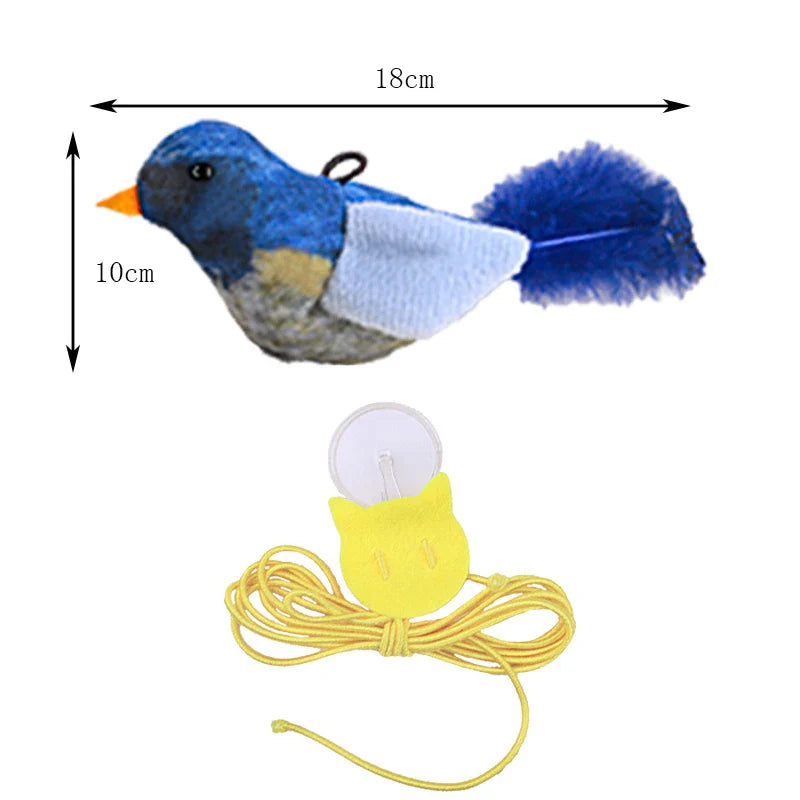 Lifelike Bird Plush Cat Toy with Feather Teaser, Catnip-Simulation for Cats & Kittens