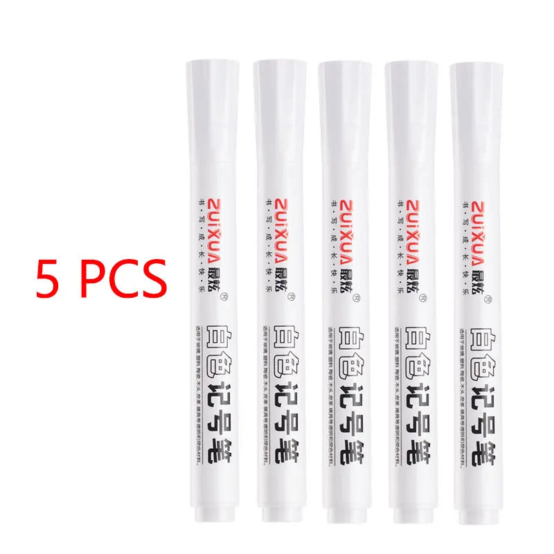 Opaque White Oily Paint Marker Pen Waterproof Gel Ink 0.8/1.0/2.0/2.8mm Nibs for DIY Graffiti, Sketching and Stationery