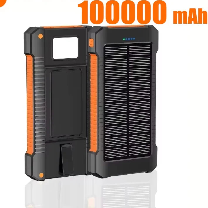 Waterproof Solar Power Bank 50,000/100,000/200,000mAh Dual USB PD 20W & 120W Fast Charge Portable Charger with LED Display & Flashlight for Camping & Travel