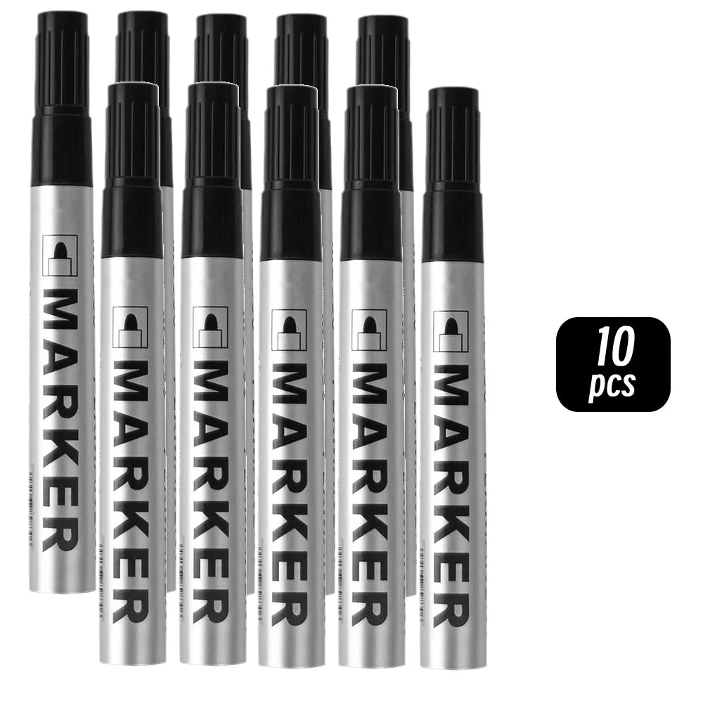 Waterproof Black Permanent Paint Marker - Quick-Dry Oil-Based Pen for Tires, Metal & Glass