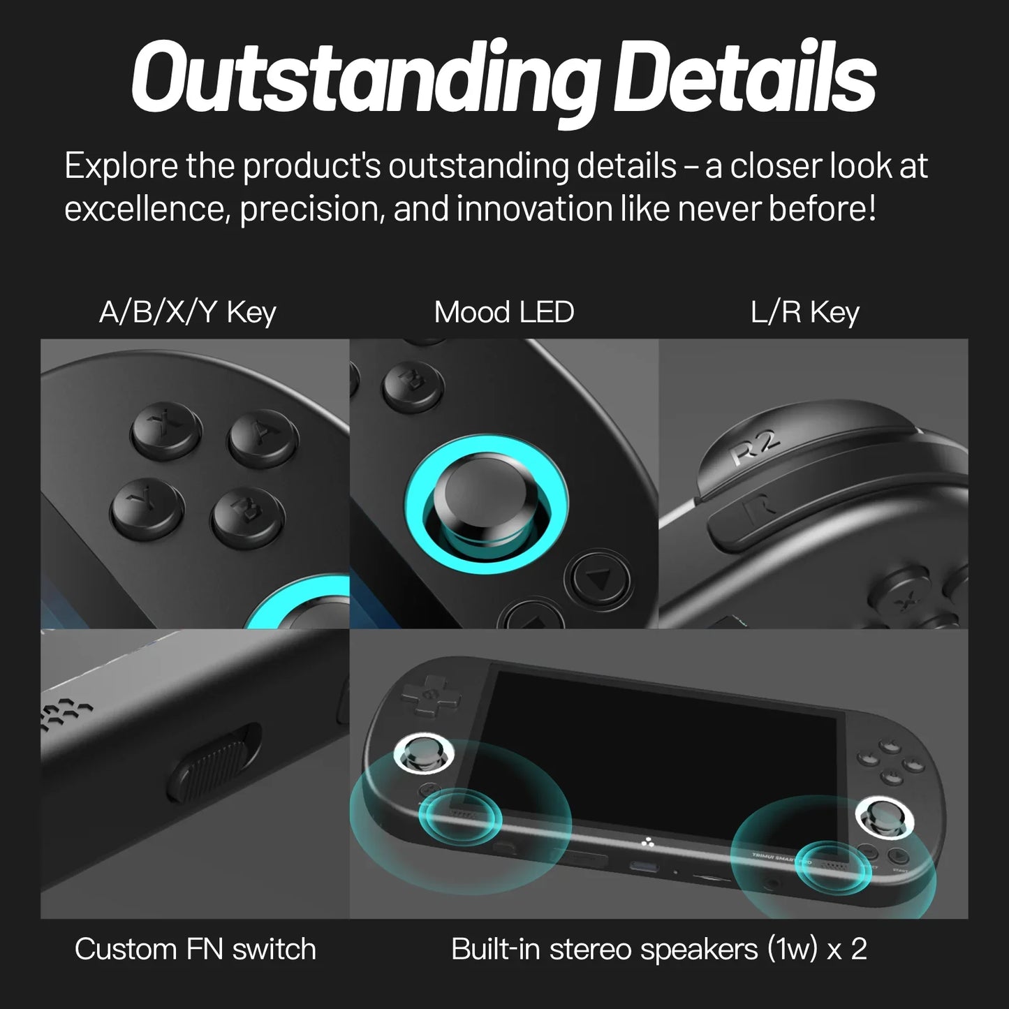 Smart Pro Handheld Retro Game Console 4.95-inch (12.6 cm) IPS 1280x720 Linux Joystick RGB Lighting 10,000+ Games Wi‑Fi USB-C 5000mAh