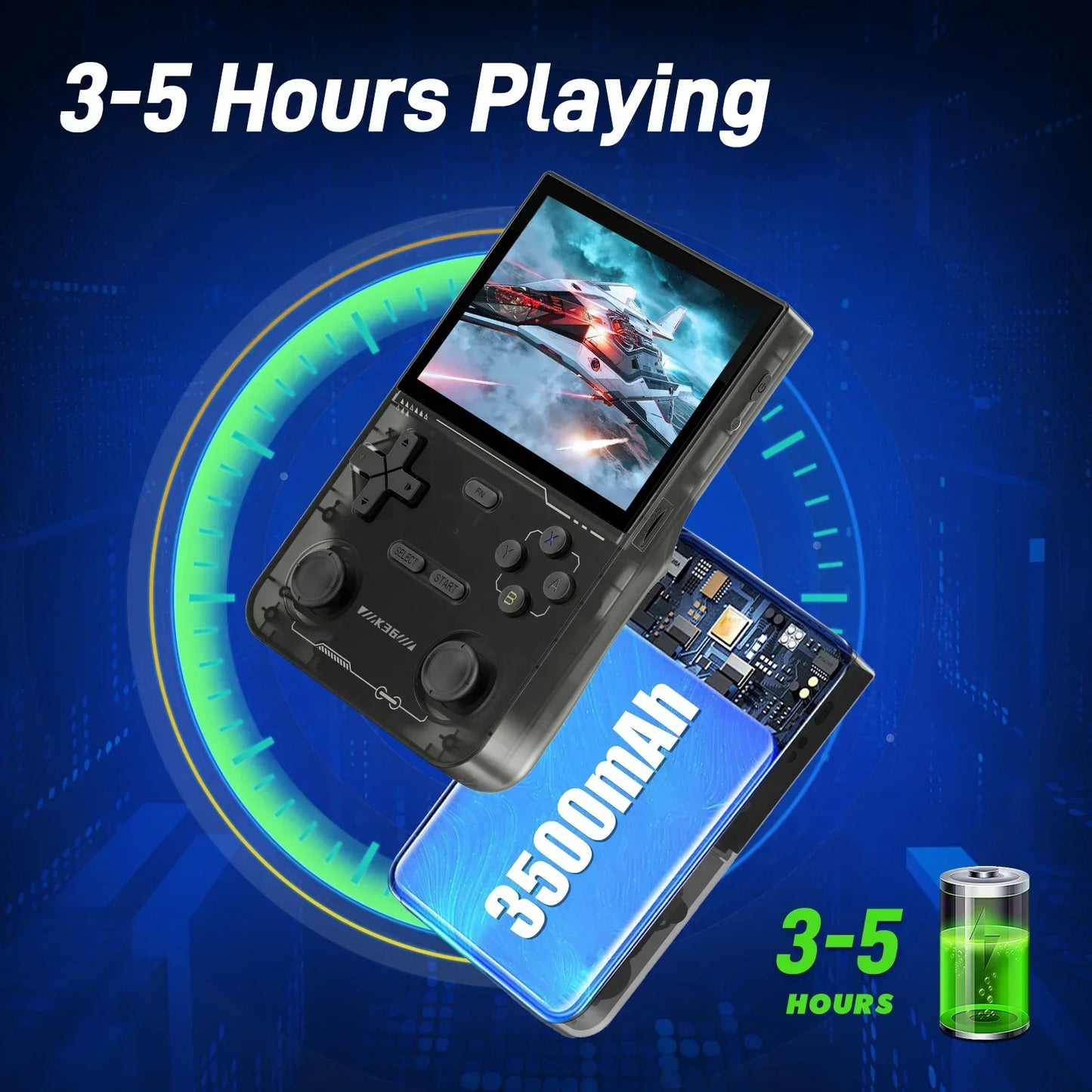 3.5-inch (8.9 cm) IPS Handheld Game Console, 64GB Built-in, 16,000+ Retro Games, Type-C Charging
