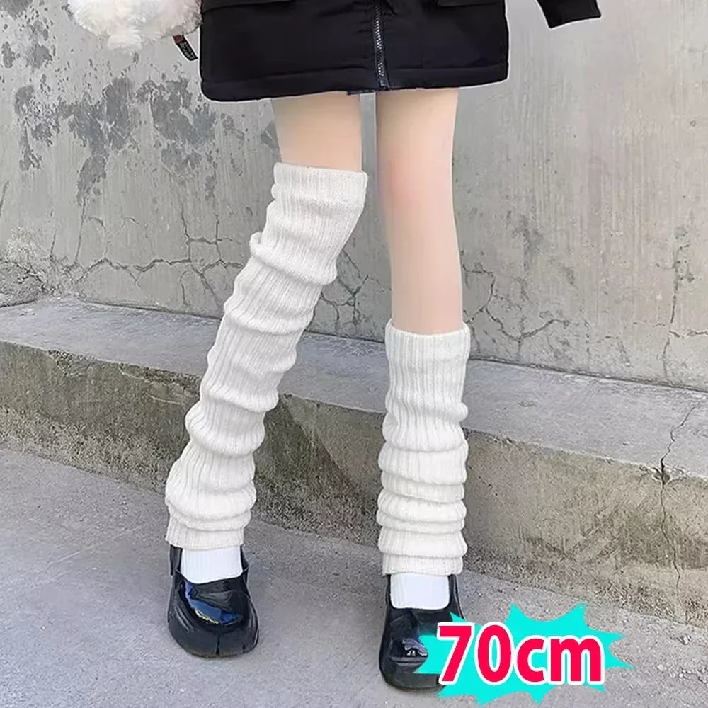 Y2K Fluffy Knit Leg Warmers for Women — Gothic Lolita Arm & Boot Covers, Lengths 40/50/70/75 cm (15.7–29.5 in), Black White