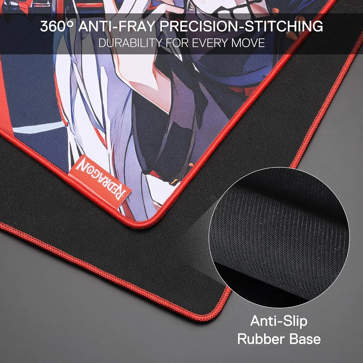 Anime Gaming Mouse Pad — Smooth Lycra Surface, Non-Slip Rubber Base, Spill-Resistant, 13×10 in (33×25 cm) & 35×16 in (89×41 cm)
