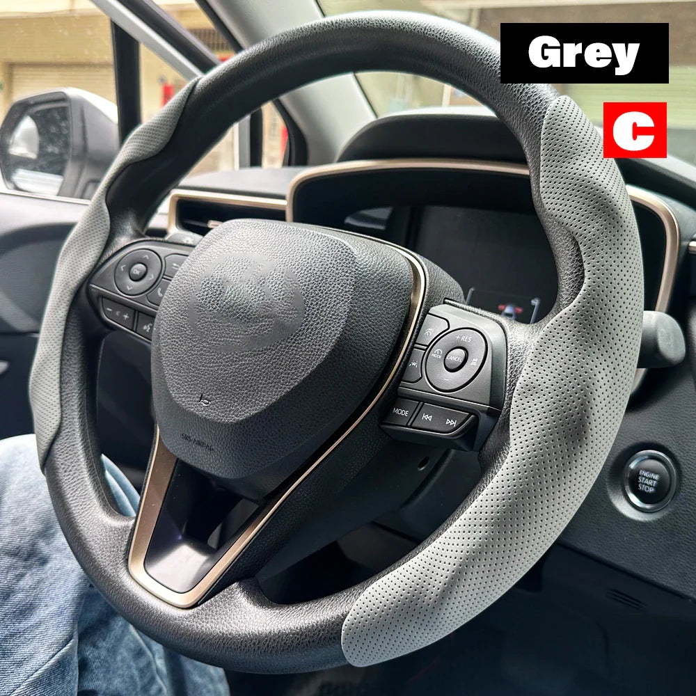 2-Pack Carbon Fiber Silicone Steering Wheel Covers 38 cm (15 in) Anti-Slip Universal Car Interior