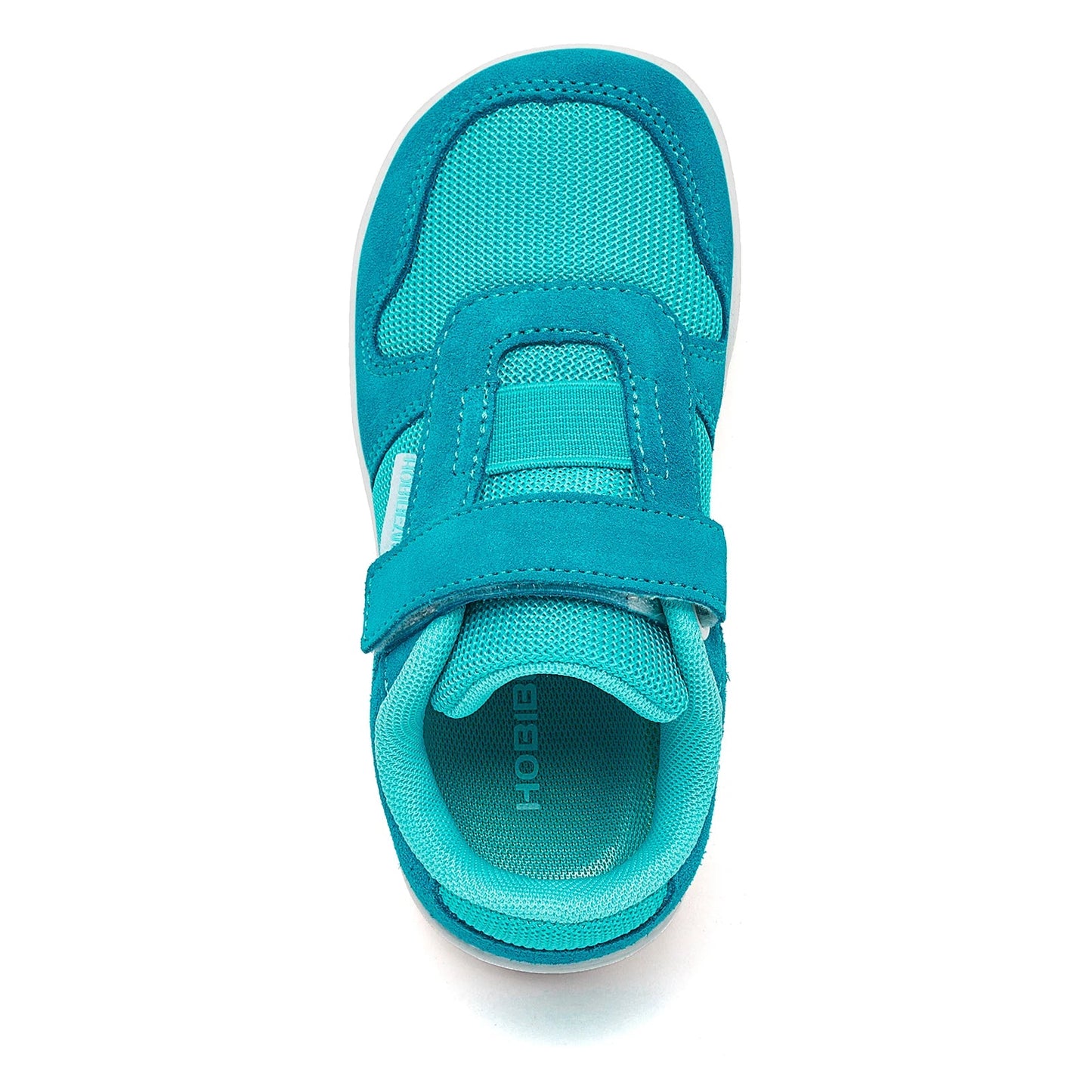 Kids Wide-Toe Barefoot Sneakers — Lightweight Hook & Loop Mesh with Faux Leather Toe