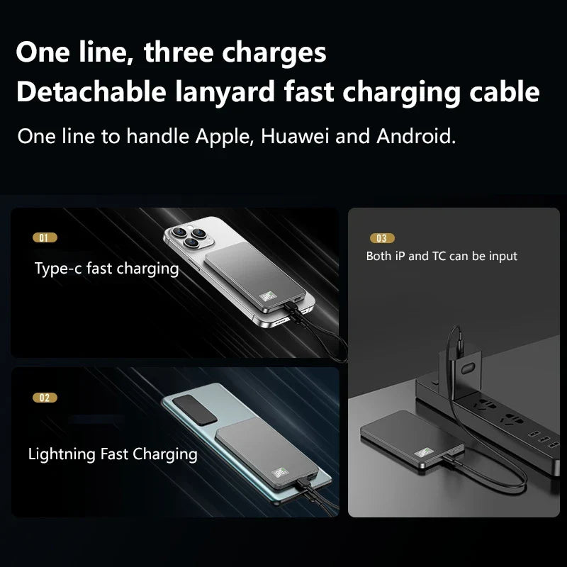 50000mAh Magnetic Wireless Power Bank PD 22.5W Fast Charge — MagSafe Compatible Portable Charger for iPhone Samsung Xiaomi