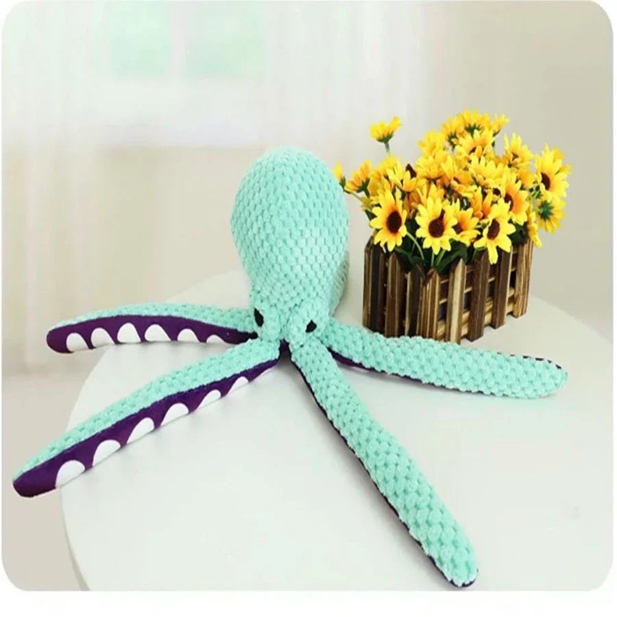 Plush Octopus Dog Toy with Squeaker — Interactive Chew-Resistant Pet Toy for Small to Large Dogs, 11 x 8.5 x 32 cm (4.3 x 3.3 x 12.6 in)