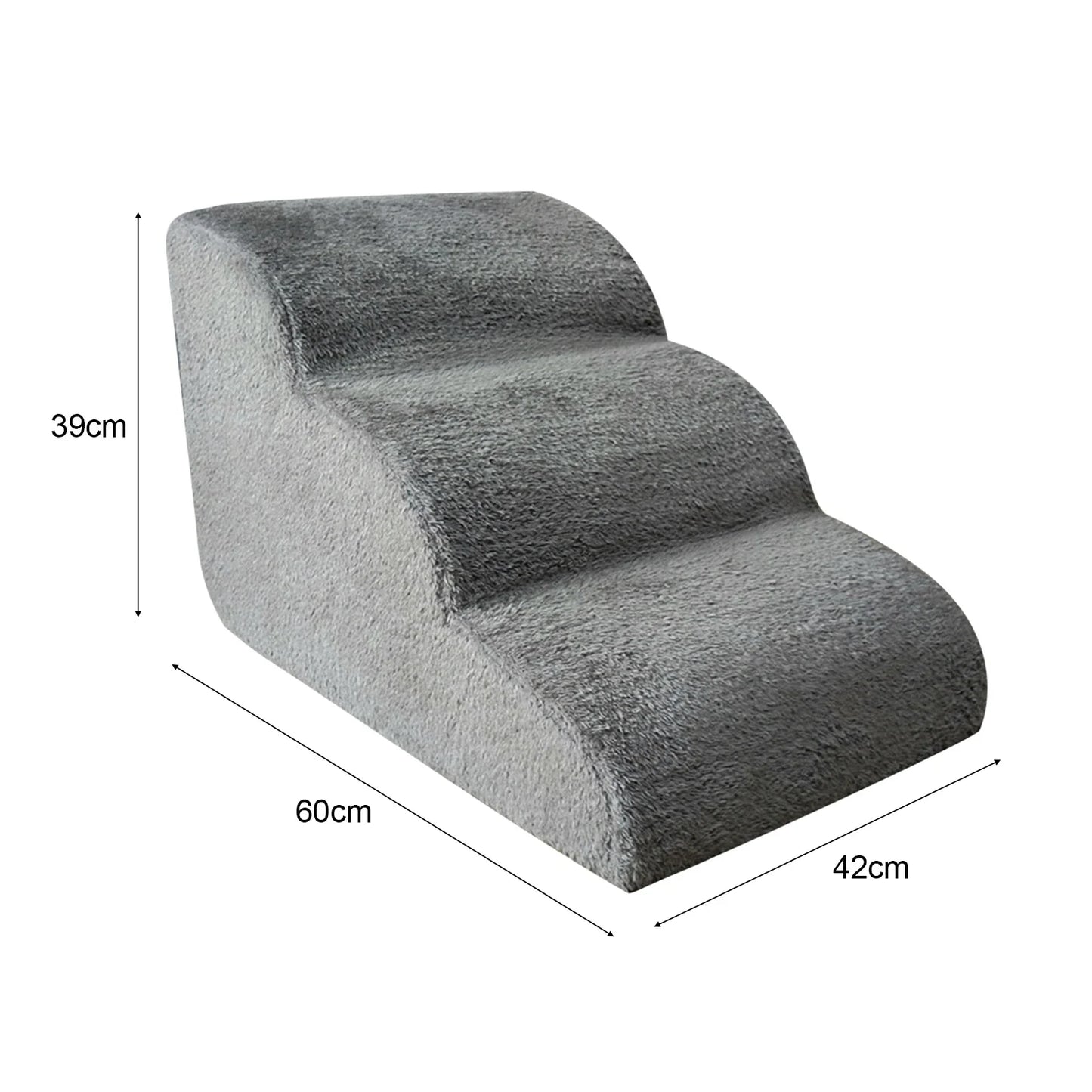 Non-Slip 3-Step Pet Stairs for Dogs & Cats — Removable Washable Cover, Foam Ramp for Bed & Sofa, 23.6 x 16.5 x 15.4 in (60 x 42 x 39 cm)
