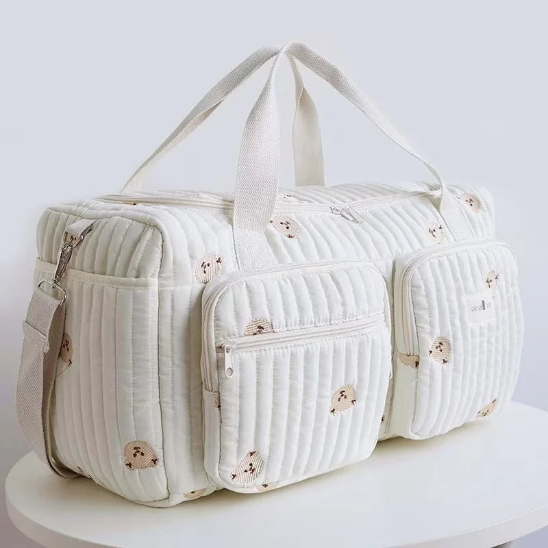 Large Capacity Mommy Diaper Tote Cotton Shoulder Maternity Bag for Women