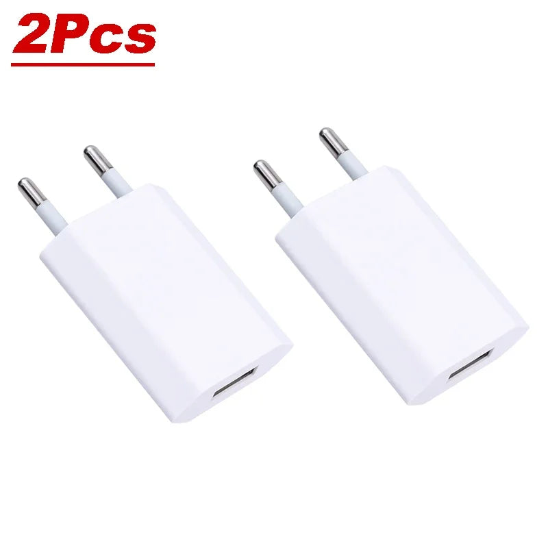 EU Plug USB Wall Charger 5V 1A Travel Adapter, Universal Smartphone USB Charger, 1-5 Pack
