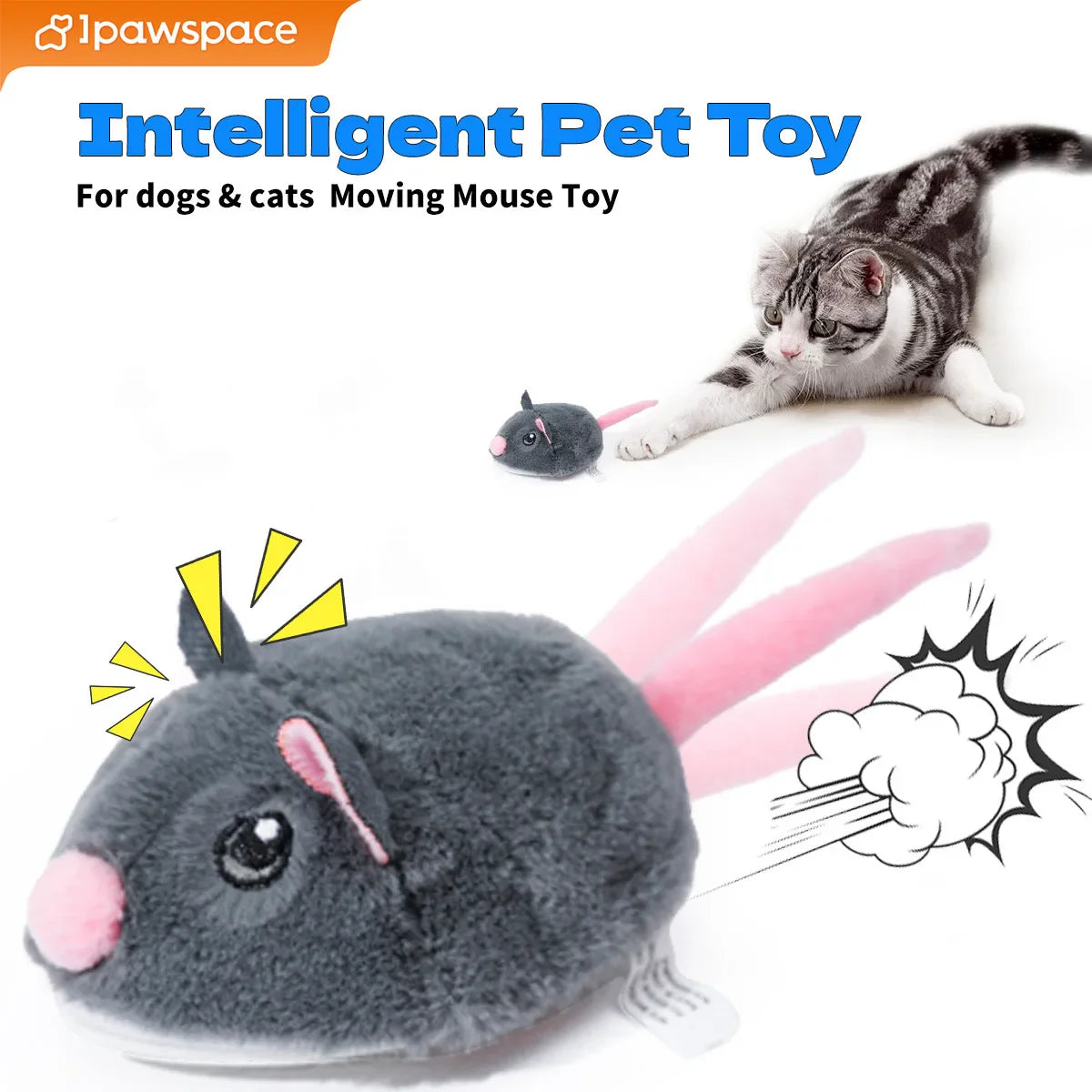 Motorized Interactive Plush Mouse Cat Toy - Fast-Moving Electronic Pet Toy for Cats