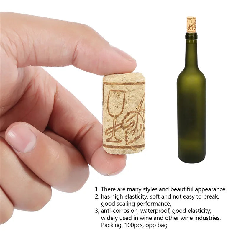 50/100 Pack Natural Cork Wine Bottle Stoppers – Reusable Sealing Corks for Wine Bottles, Bar & Kitchen Accessories
