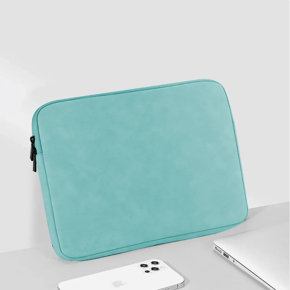 PU Laptop Sleeve Bag - Shockproof Water-Resistant Zipper Case for 12–15.6 in (30–39.6 cm) Laptops, Slim Foam & Fleece Lined