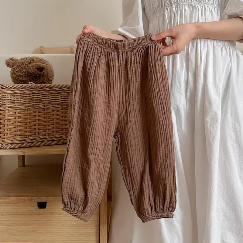 Children's Anti-Mosquito Summer Harem Pants - Lightweight Breathable Ankle-Length Casual Trousers with Elastic Waist (4-6 Years)