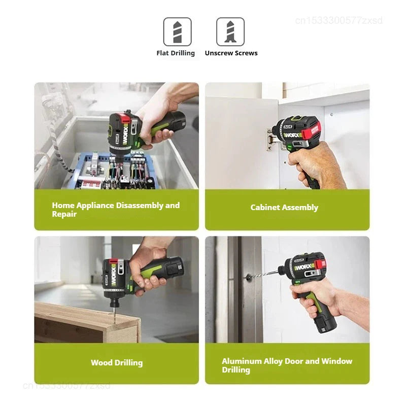 Cordless Brushless Impact Driver Drill, Rechargeable High-Torque Screwdriver with Metal Chuck, DIY Power Tool