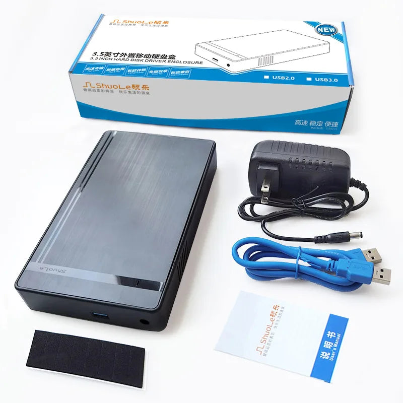 USB 3.0 to SATA External Hard Drive Enclosure – Supports 2.5-inch & 3.5-inch HDD/SSD, Up to 10TB, 5Gbps (Includes 12V Adapter)