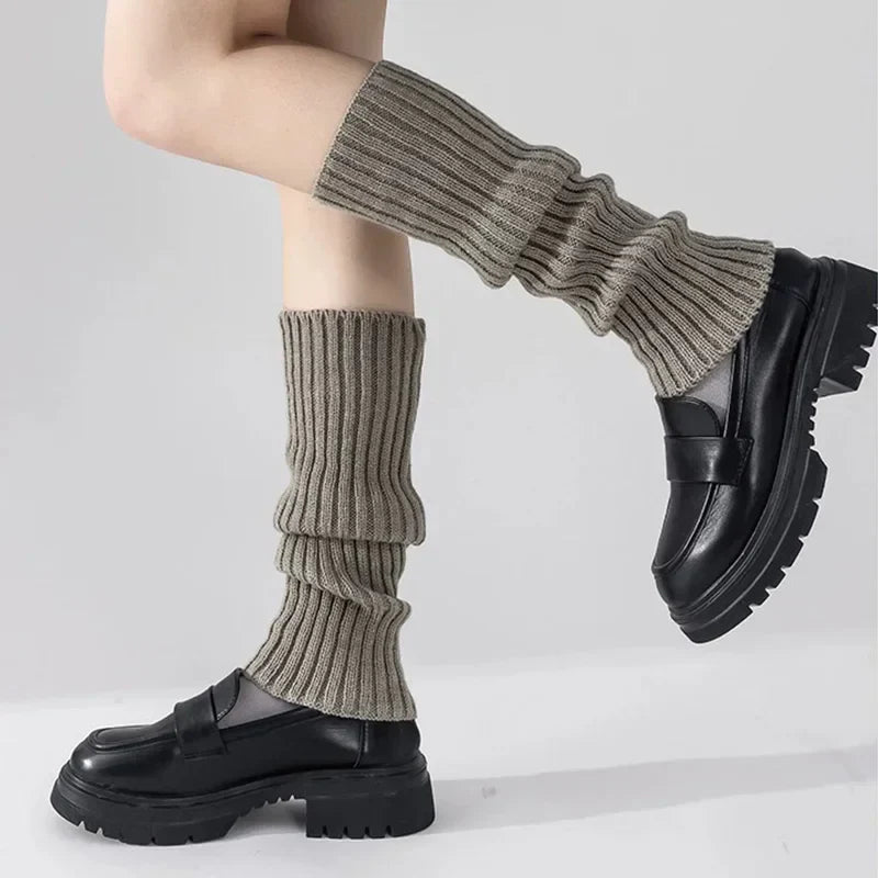 Women's Bare Heel Leg Warmers 40cm (15.7in) Knit Acrylic Boot Cuffs, Japanese Lolita Long Crochet Socks, 1 Pair