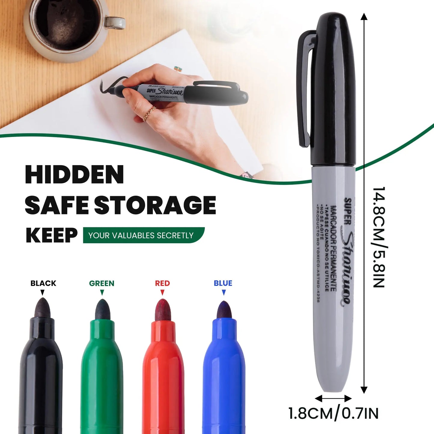 Hidden Diversion Marker Pen - Discreet Secret Stash for Cash, Jewelry & Small Valuables | Gift for Home & Dorm