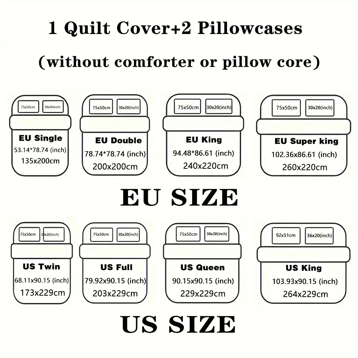 3-Piece Santa Claus Printed Bedding Set – Festive Duvet Cover & Pillowcases, Soft 100% Polyester, Machine Washable, Multiple Sizes (1.0–2.2 m / 3.3–7 ft)