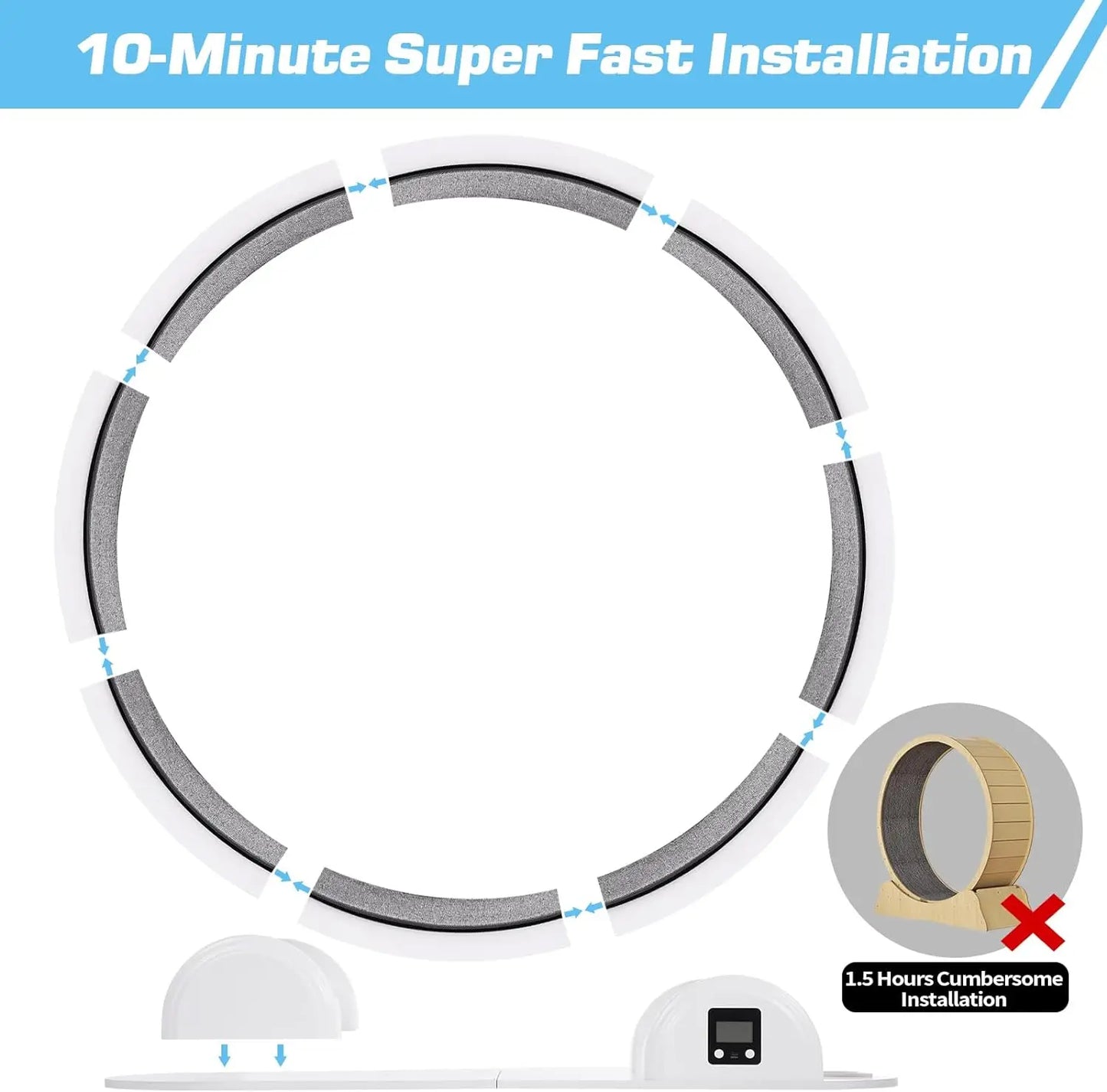 38 in (96 cm) Eco-Friendly Indoor Cat Exercise Wheel Treadmill with Built-In Pedometer — Fast 10-Min Install, 50 lb (23 kg) Capacity