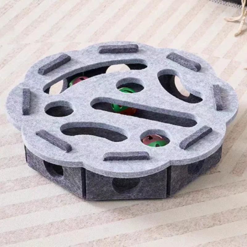 Interactive Cat Maze Toy with Bell Balls — Felt Tunnel Dig-Hole Puzzle for Kittens & Cats