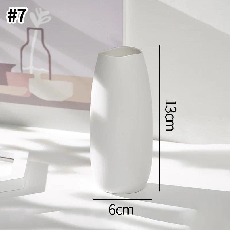 Ceramic Decorative Vase for Dried Flowers & Hydroponic Plants, Modern Table Ornament for Living Room Bedroom Office