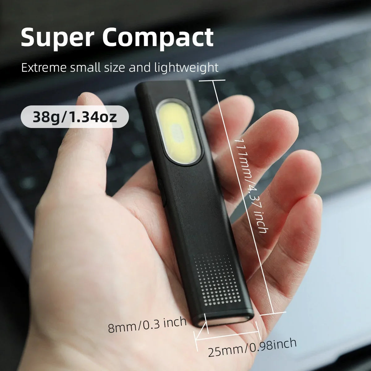 USB-C Rechargeable LED Keychain Flashlight 800 lm Mini Magnetic Waterproof Pocket Torch Work Light