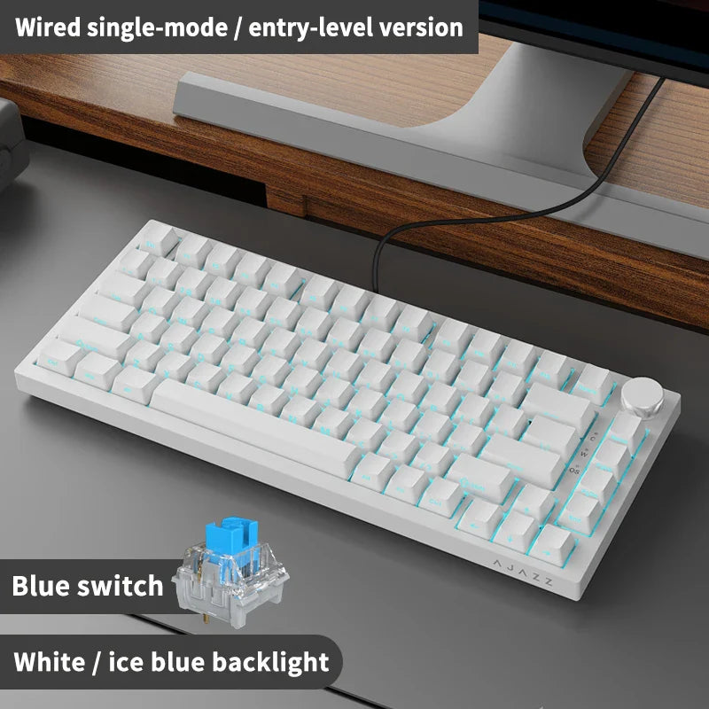 75% 82‑Key Hot‑Swappable Mechanical Gaming Keyboard — Tri‑Mode Wired/2.4GHz/Bluetooth, RGB, TFT Screen, Metal Volume Knob, USB Type‑C